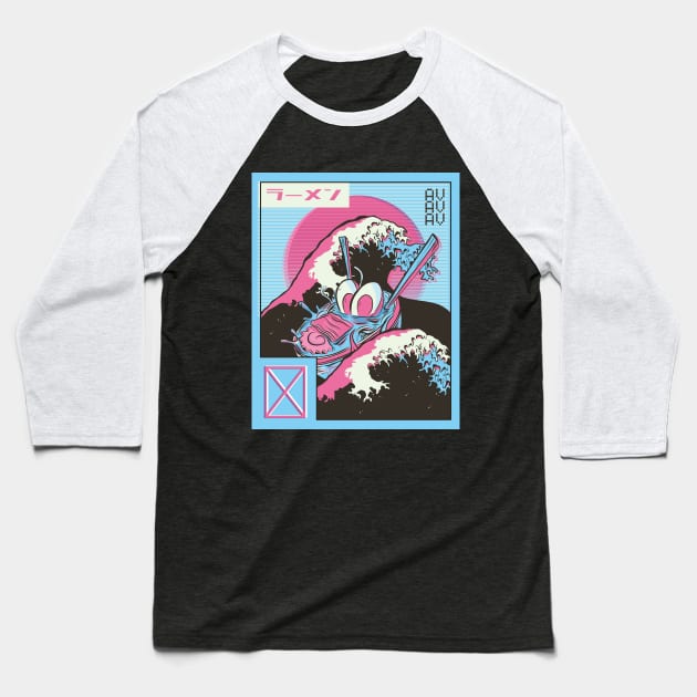 Ramen Vaporwave Baseball T-Shirt by Noveldesigns